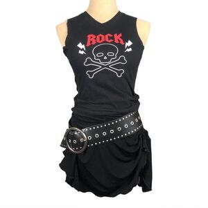 rock skull black cropped top